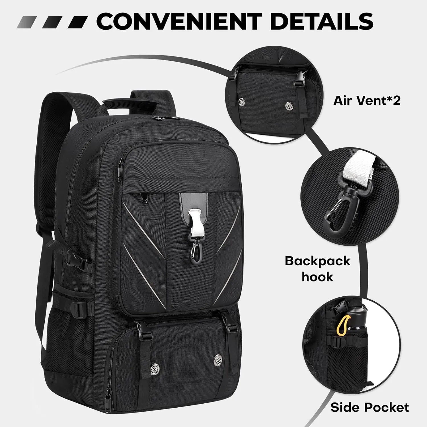 18.4 Inch Large Travel Backpack with Shoe Compartment,80L Water Resistant Anti Theft Backpacks with USB Charging Port,Carry on Flight Approved Laptop Bag Multiple Compartments,for Men Women
