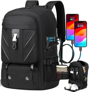 18.4 Inch Large Travel Backpack with Shoe Compartment,80L Water Resistant Anti Theft Backpacks with USB Charging Port,Carry on Flight Approved Laptop Bag Multiple Compartments,for Men Women