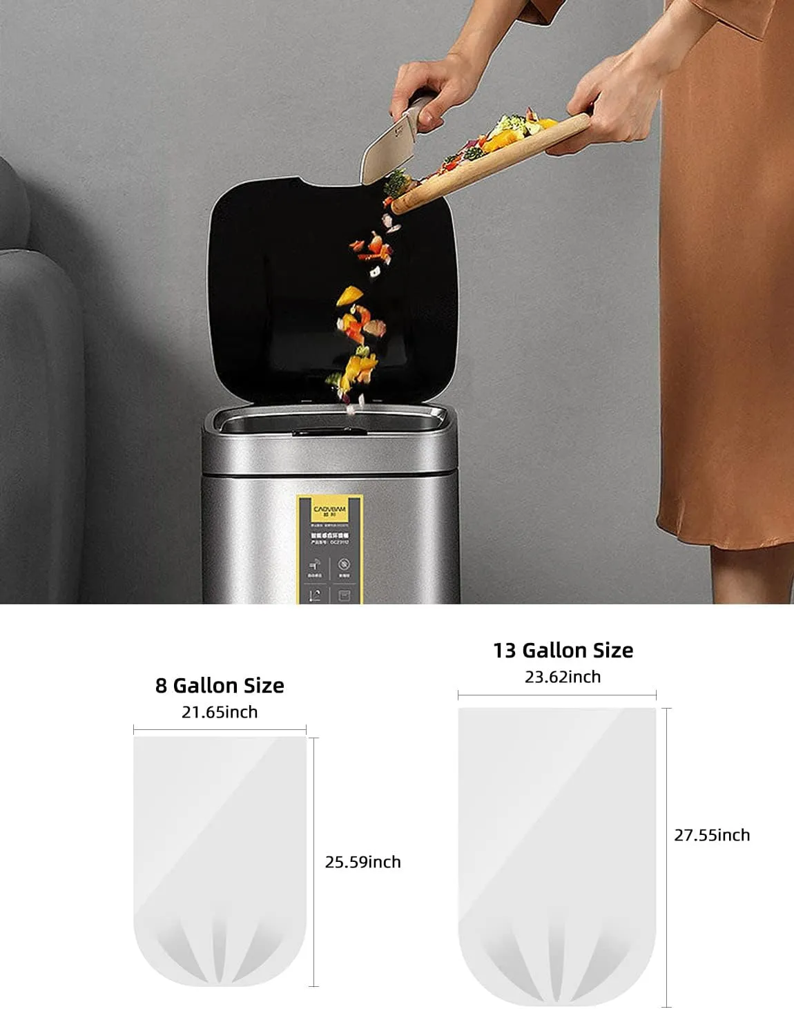 8 Gallon Trash Bags, 40 Counts, Flag Garbage Bags with No Flaps and No Ties, 55 * 65cm, 7g/pcs,Unscented, Black