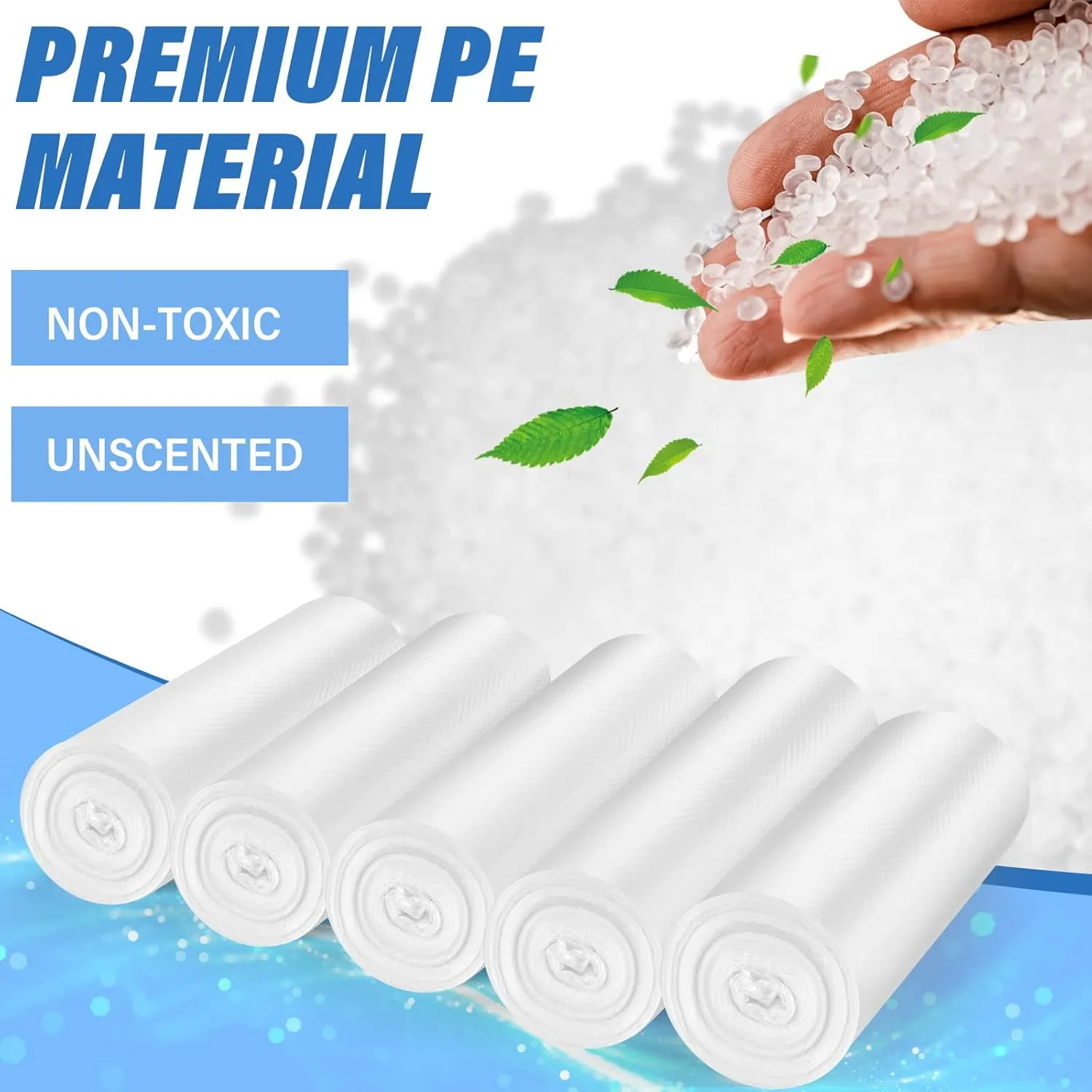 8 Gallon Trash Bags Strong, Magesh Small Trash Bags 6-8 Gallon 85 Count, Medium Garbage Bags Unscented, Leakage-Free for Bathroom Kitchen Office Trash Can, Clear, 30L