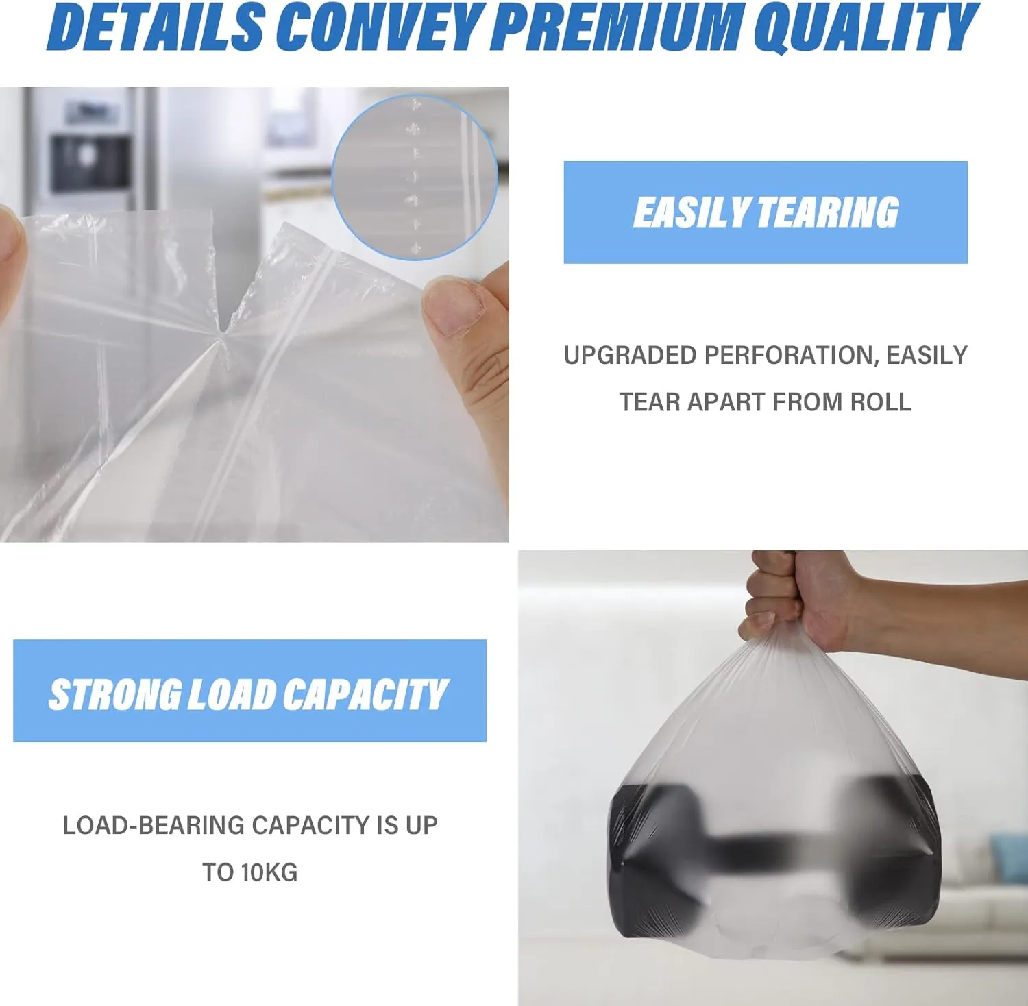 8 Gallon Trash Bags Strong, Magesh Small Trash Bags 6-8 Gallon 85 Count, Medium Garbage Bags Unscented, Leakage-Free for Bathroom Kitchen Office Trash Can, Clear, 30L