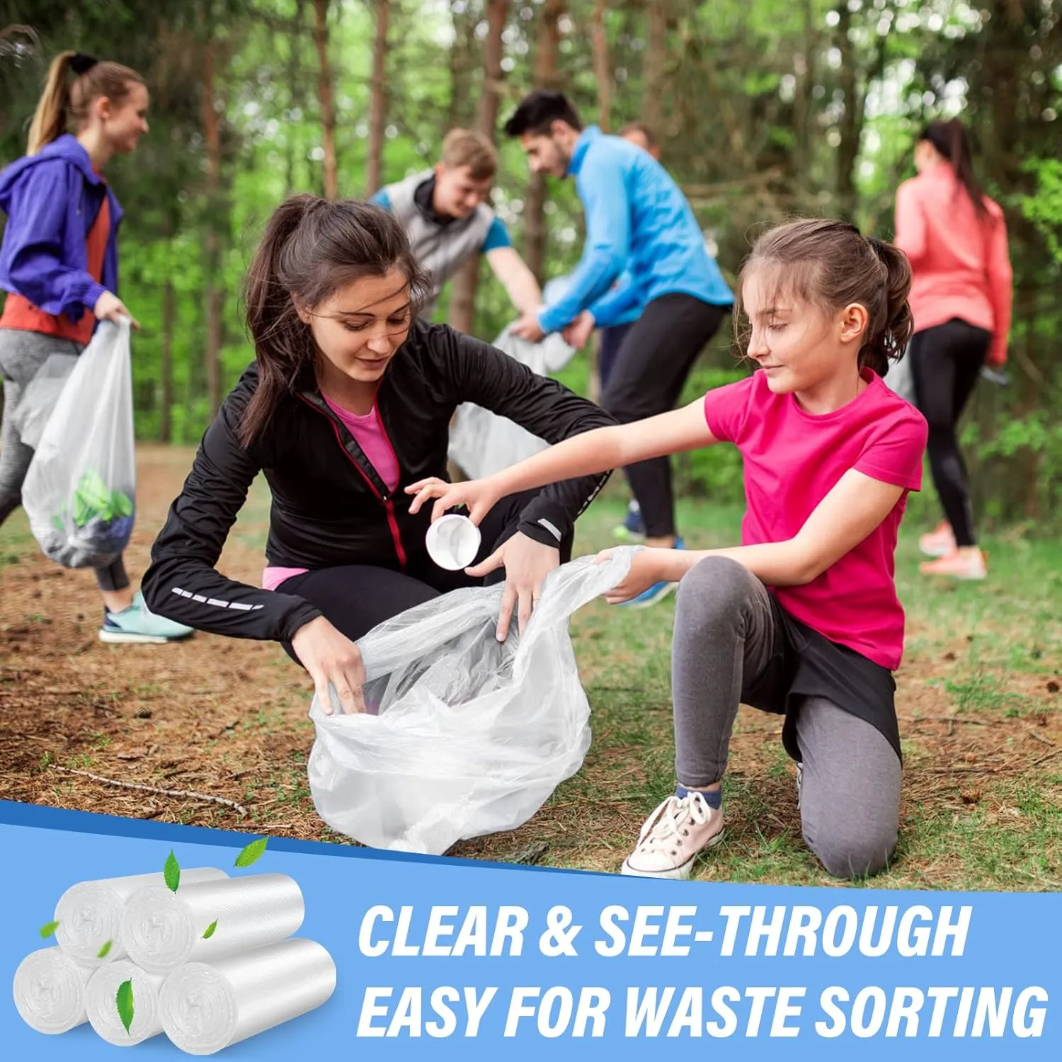 8 Gallon Trash Bags Strong, Magesh Small Trash Bags 6-8 Gallon 85 Count, Medium Garbage Bags Unscented, Leakage-Free for Bathroom Kitchen Office Trash Can, Clear, 30L
