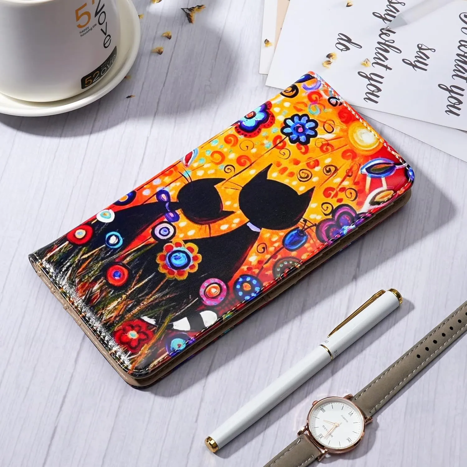 APHISON Wallet Women Ultra Slim Thin Leather Womens Wallet RFID Blocking Credit Card Holder Bifold Clutch Long Ladies Billfold