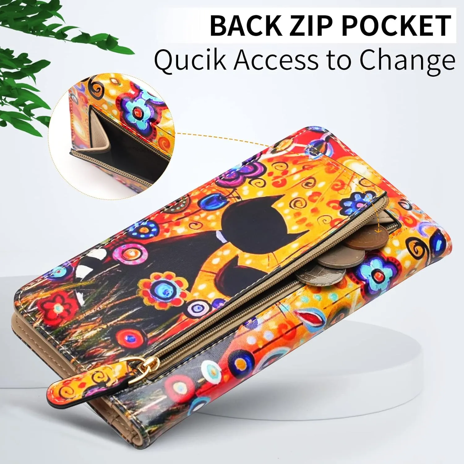 APHISON Wallet Women Ultra Slim Thin Leather Womens Wallet RFID Blocking Credit Card Holder Bifold Clutch Long Ladies Billfold