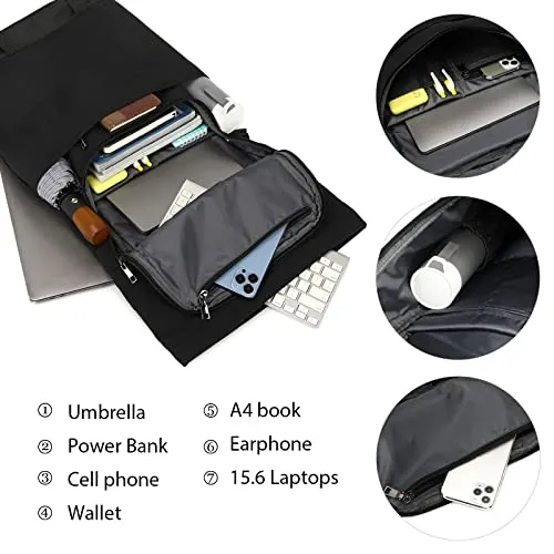 Backpack Large Laptop Backpack 15.6 inch Rolltop Backpacks Waterproof Daypacks Hand Luggage Airplane, School Backpack Travel Backpack for Business Work Outdoor Travel