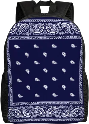 Bandana True Blue Minimalist Laptop Backpack  Waterproof Business Travel Bag, Breathable Design, Modern Work & Leisure