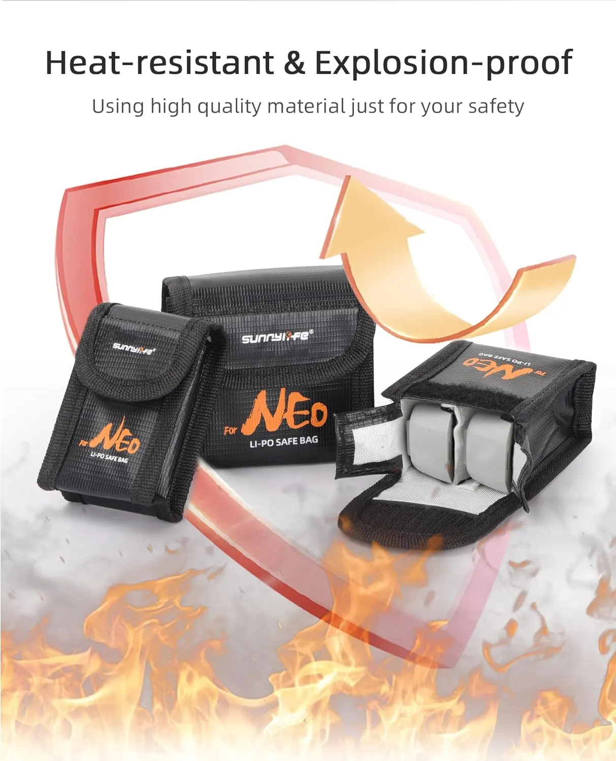 Battery Explosion-Proof Bag for DJI NEO, Fireproof Explosionproof Lipo Guard Bag, Lithium Battery Safety Storage Bag, for Storage & Charging (S-for 1 Battery)
