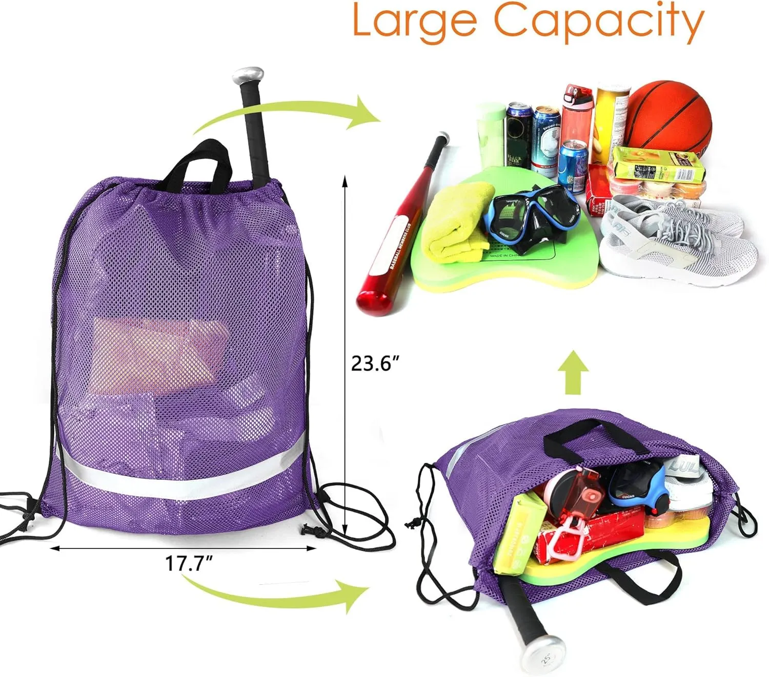 BeeGreen Drawstring Backpack for Men Women Athletic Gym Sports Workout Beach Swim 