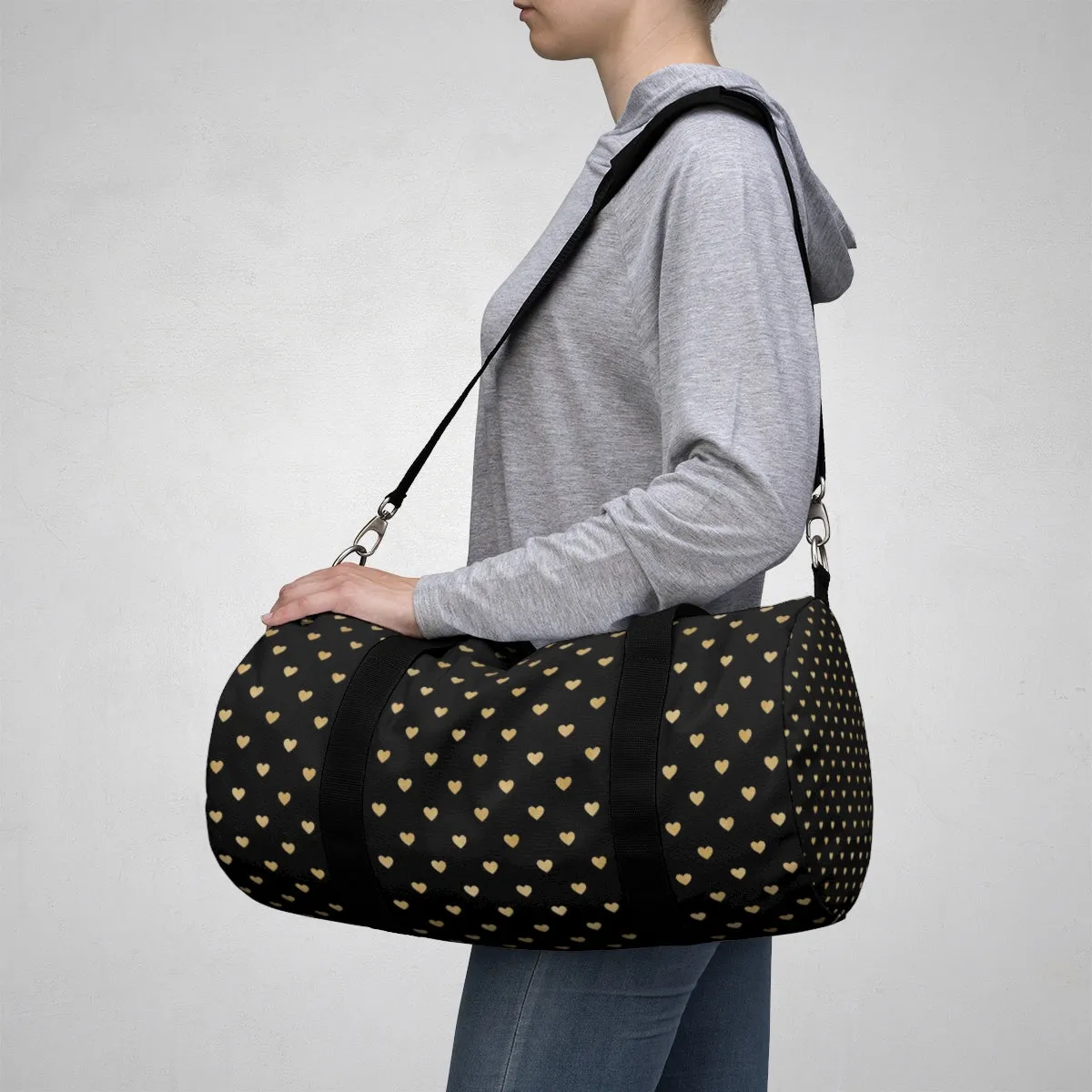Black and Gold Heart Duffel Bag