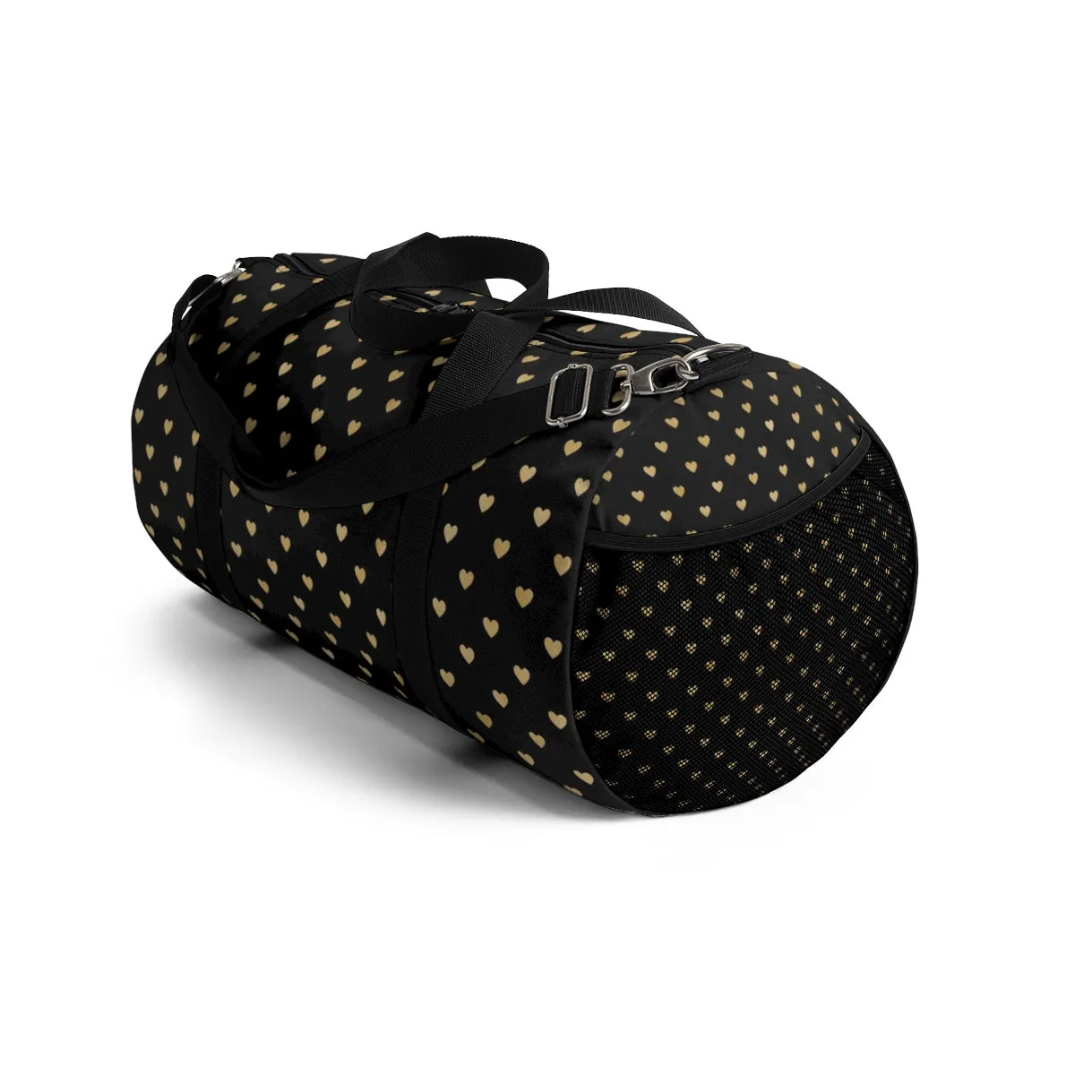 Black and Gold Heart Duffel Bag