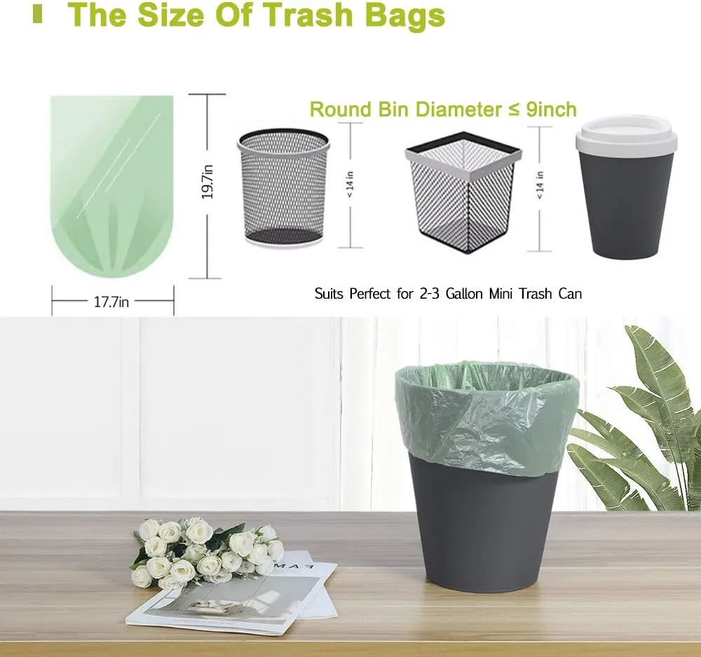 Black Bathroom Trash Bags - 2.6 Gal, 80cts, Biodegradable, Mini, Strong
