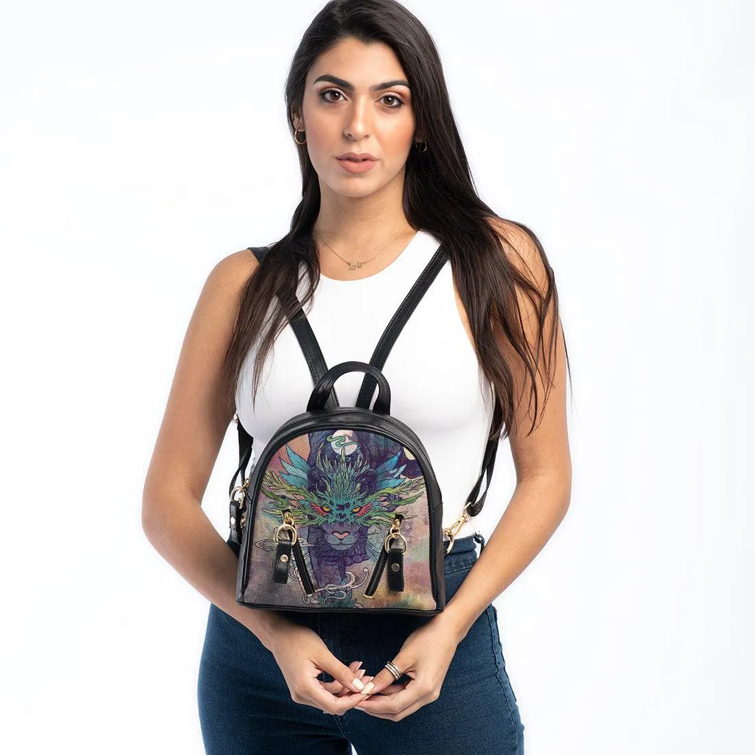 Black Mini Backpack Tiger