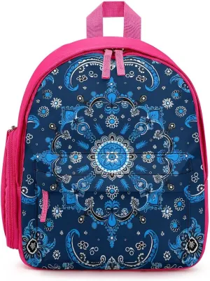 Blue Paisley Bandana Pattern Cute Backpack Daily Casual Daypack Travel Mini Bag with Adjustable Strap Pink-style-40
