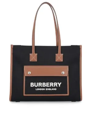 BRBRRY Logo Printed Canvas Smooth Tote Bag 41*36cm