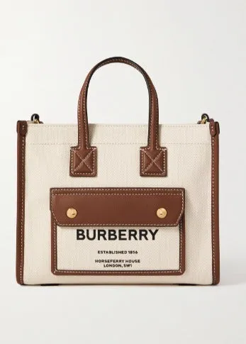 BRBRRY Logo Printed Canvas Smooth Tote Bag 41*36cm