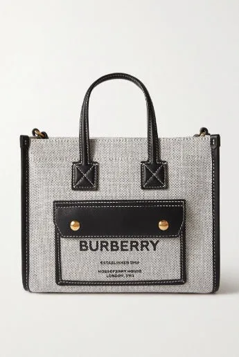 BRBRRY Logo Printed Canvas Smooth Tote Bag 41*36cm