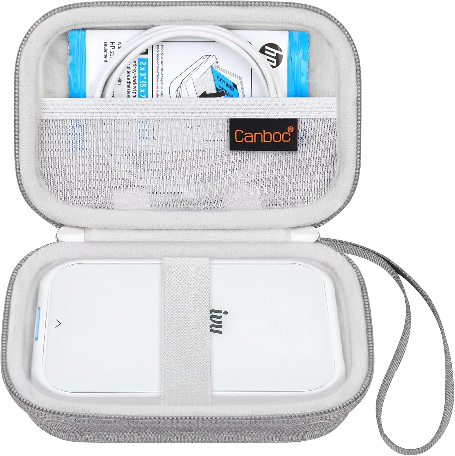 Canboc Carrying Case for Canon Ivy 2/ Canon Ivy/Canon Ivy CLIQ 2 CLIQ 2 Mini Photo Printer Mobile Wireless Bluetooth Instant Camera Printer, Mesh Bag fit Photo Paper Cable, Grey
