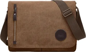 Canvas Satchel Messenger Bag for Men Women, Vintage Shoulder Crossbody 13.3" Laptop Bag for Work Travel