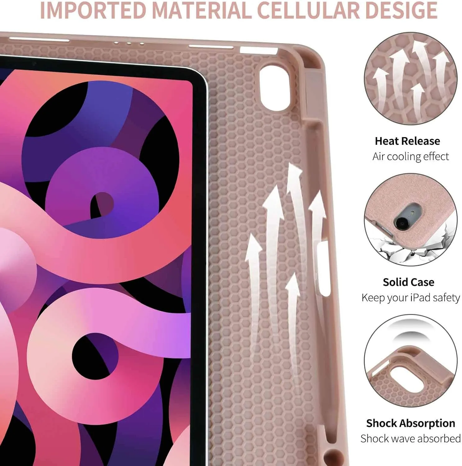 COO Keyboard Case for iPad Air 5th Gen/4th Gen 2020/iPad Pro 11, Detachable Wireless Bluetooth Keyboard, Built-in Pencil Holder, Champagne