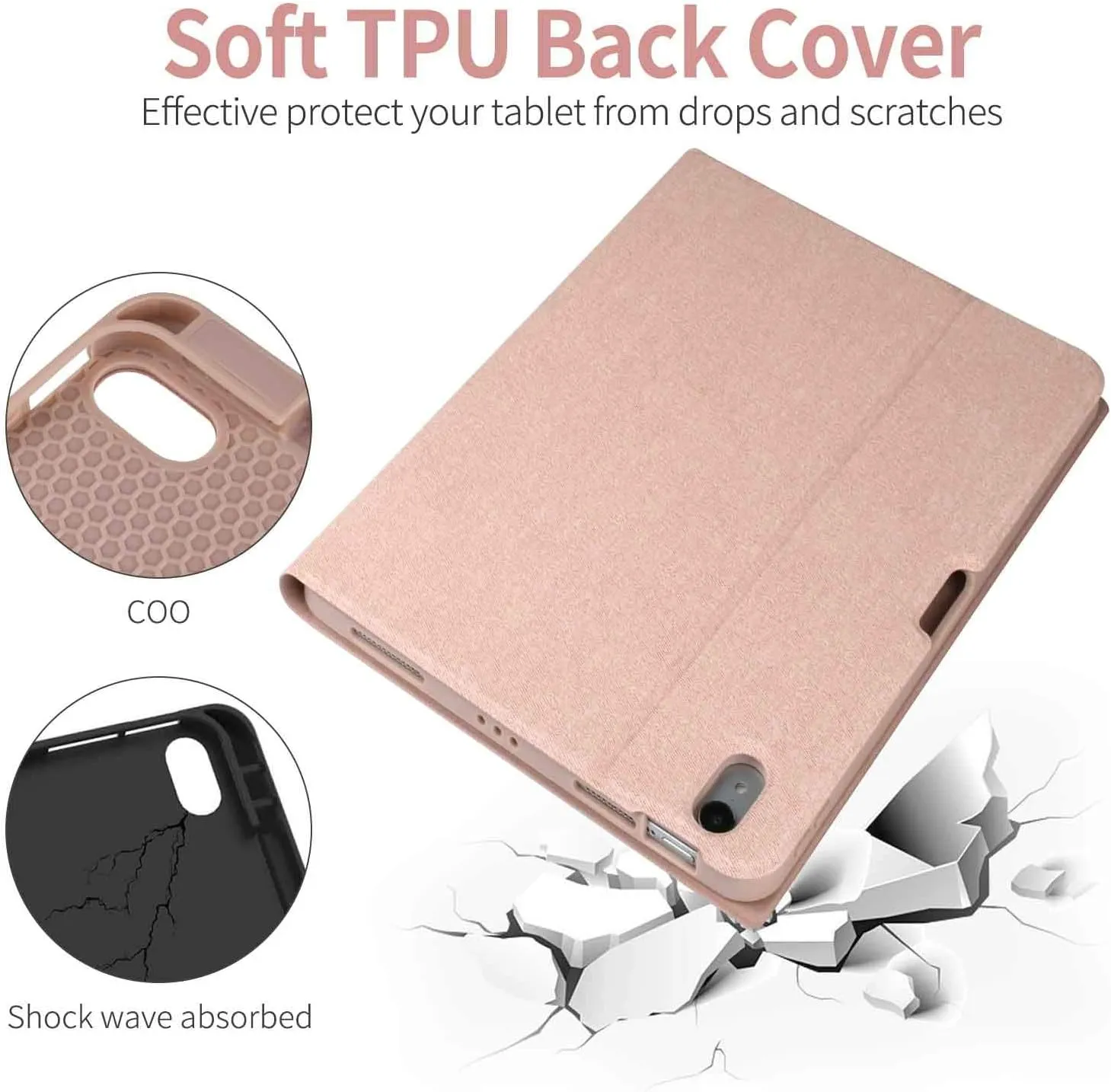 COO Keyboard Case for iPad Air 5th Gen/4th Gen 2020/iPad Pro 11, Detachable Wireless Bluetooth Keyboard, Built-in Pencil Holder, Champagne