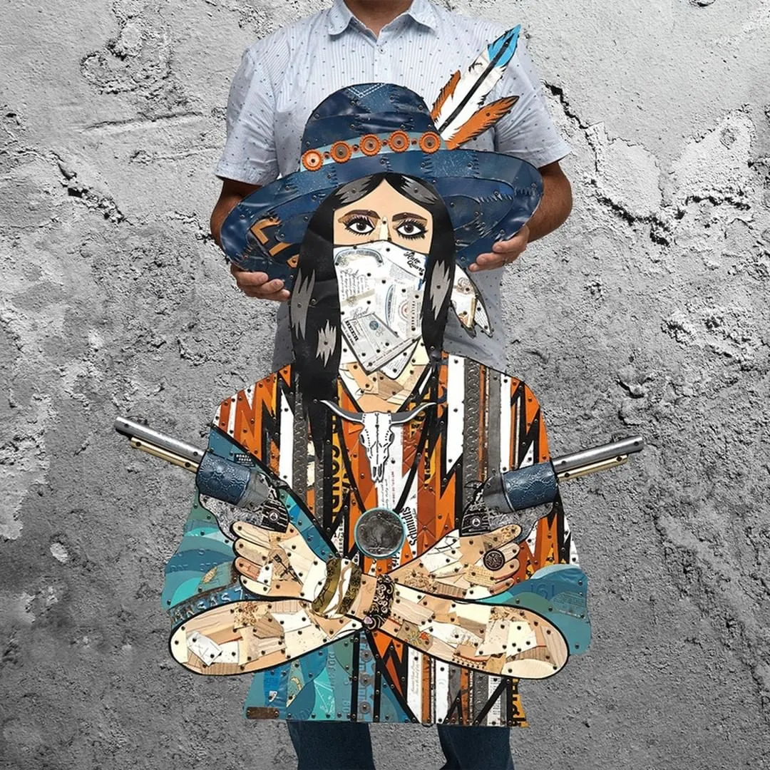 COWGIRL (BANDANA) original metal wall sculpture