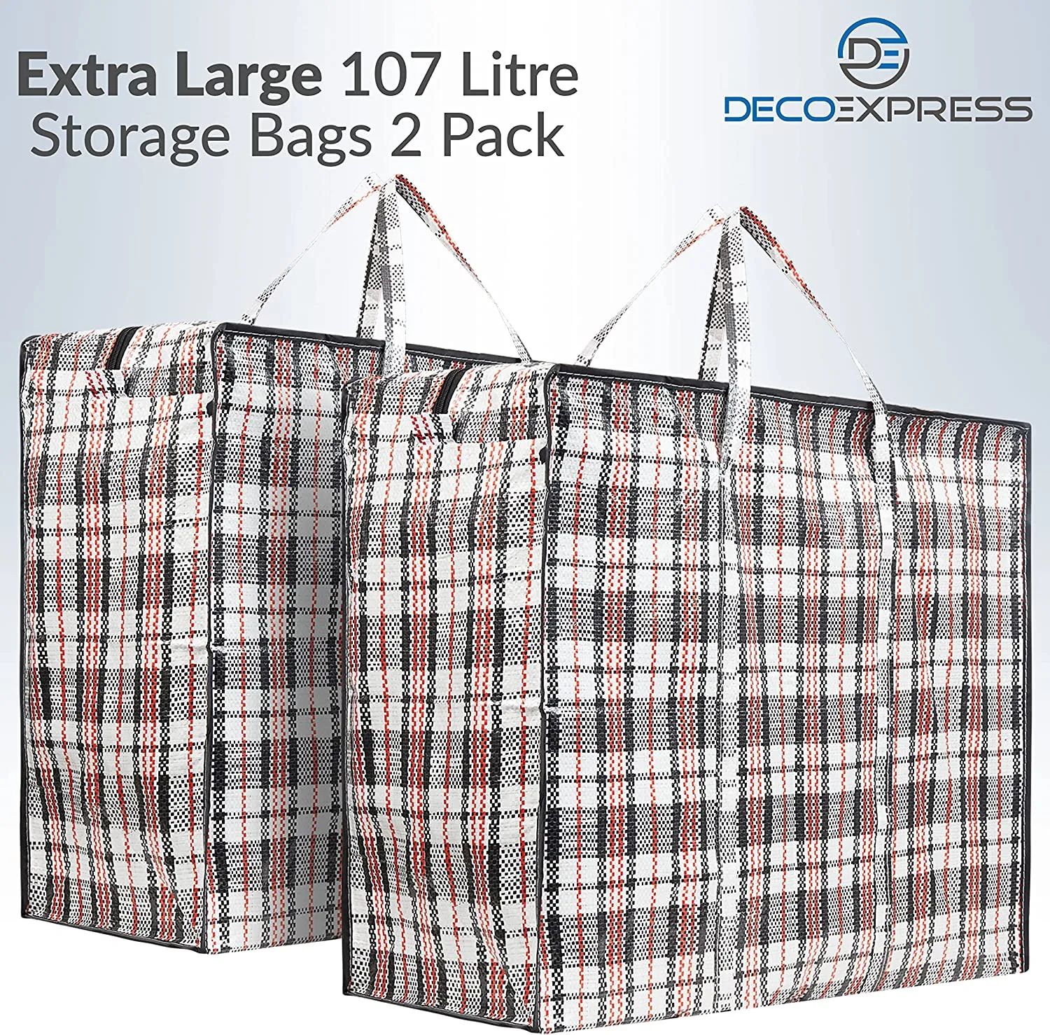 DECO EXPRESS Laundry Bags with Zips - 2 Pack Jumbo Storage Bags