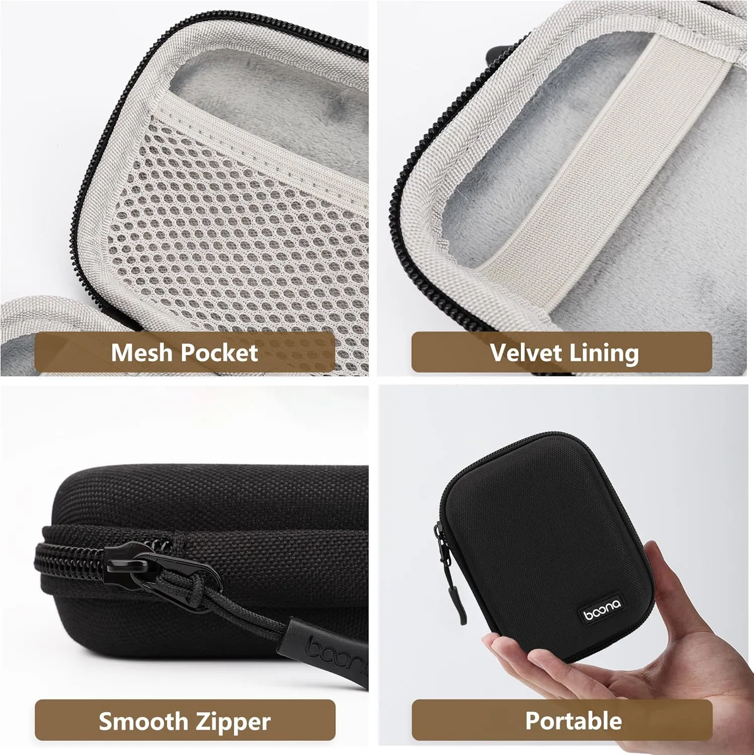 Digital Camera Case for CAMKORY, KODAK PIXPRO FZ45/FZ55, Canon IXUS 285 HS, Lecran, Small Travel Compact Camera Holder with Mesh Pocket for Accessories SD Card (Black-Oxford)