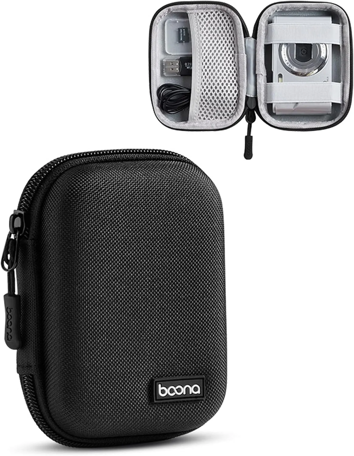 Digital Camera Case for CAMKORY, KODAK PIXPRO FZ45/FZ55, Canon IXUS 285 HS, Lecran, Small Travel Compact Camera Holder with Mesh Pocket for Accessories SD Card (Black-Oxford)