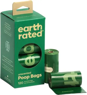Earth Rated Poop Bags for Dogs Guaranteed Leak Proof and Extra Thick Waste Bag Refill Rolls, Unscented, 120 Count