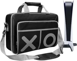 eLUUGIE Travel Carrying Case Multifunctional Travel Storage Bag Handbag/Shoulder Bag for PS5 System and Accessory/Xbox one (Black)