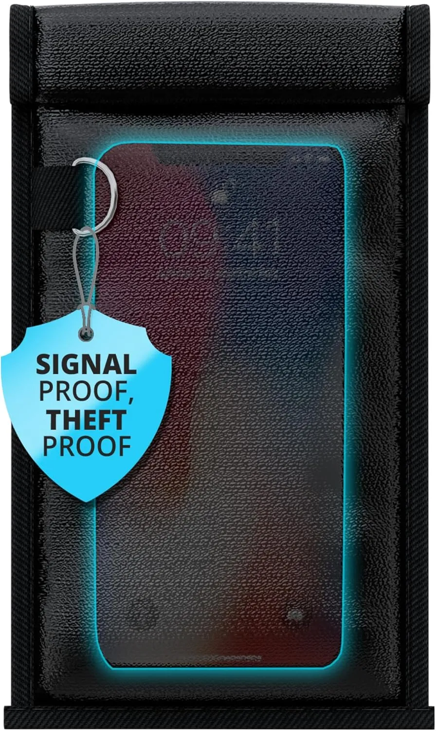 Faraday Bag  Anti-Theft & Distraction-Free Signal Blocking Pouch | RFID Protection for Phones, Keys & Cards | Fireproof & Waterproof | Ideal for School, Work & Travel Black