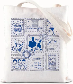 FOTAP Gilmore Stamp Doodle Inspire Tote Bag Stars Hollow Quote Gift Luke's Diner Gift Gilmore Merch