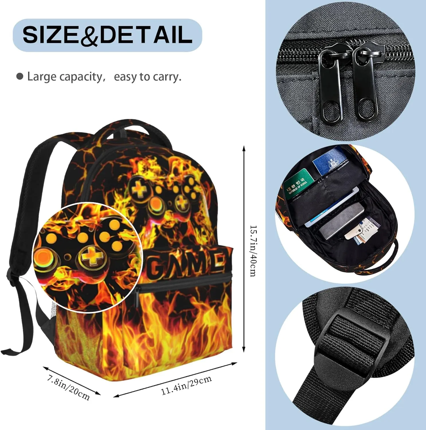 Gamer School Backpack For Boys Abstract Gamepad Boys Backpack For Kids Children Teens Elementary Middle School Boy Backpacks Ages 6-18 Video Games Bookbag back pack