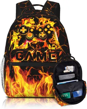 Gamer School Backpack For Boys Abstract Gamepad Boys Backpack For Kids Children Teens Elementary Middle School Boy Backpacks Ages 6-18 Video Games Bookbag back pack