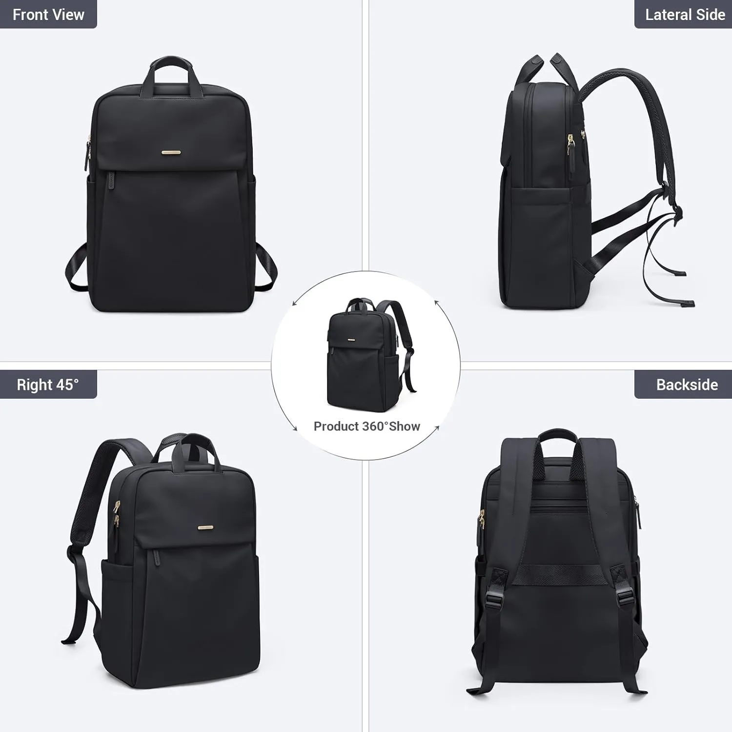 GOLF SUPAGS Women Laptop Backpack Fits 15.6 Inch Notebook Casual Daypack Everyday Bag for Work Travel College Backpack Book Bags (Black)