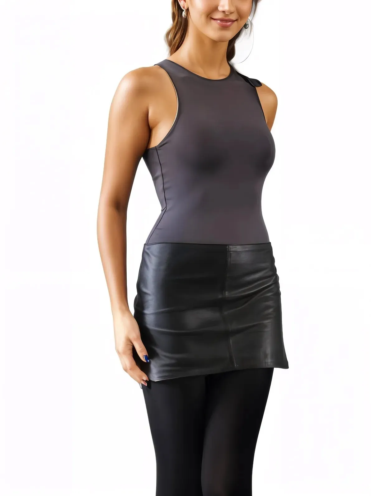 Handcrafted Lambskin Leather Mini Skirt Black