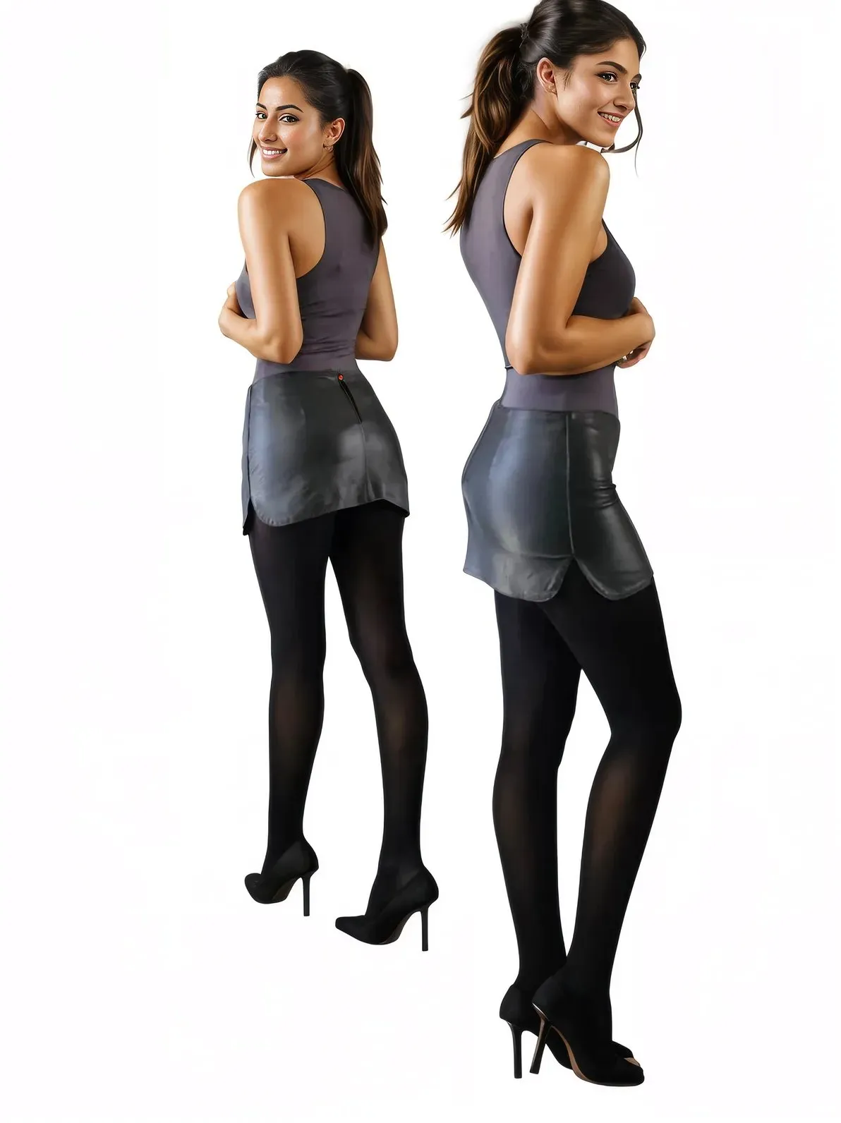 Handcrafted Lambskin Leather Mini Skirt Black