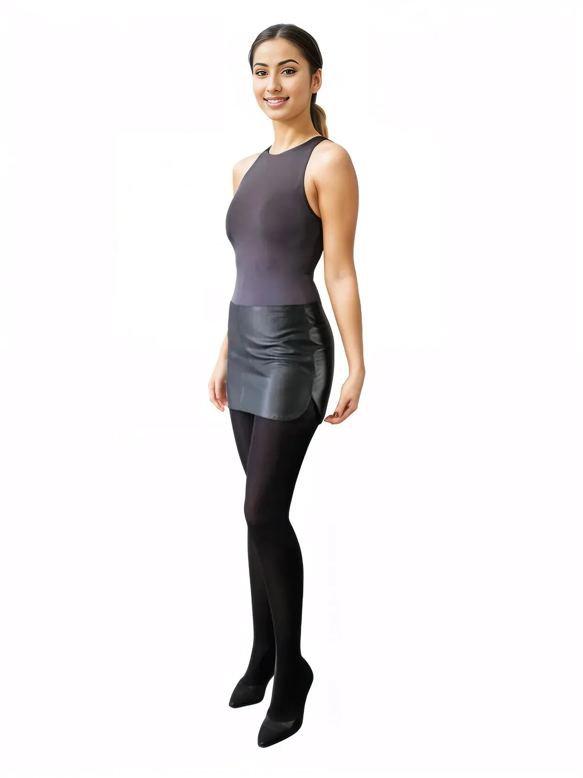 Handcrafted Lambskin Leather Mini Skirt Black
