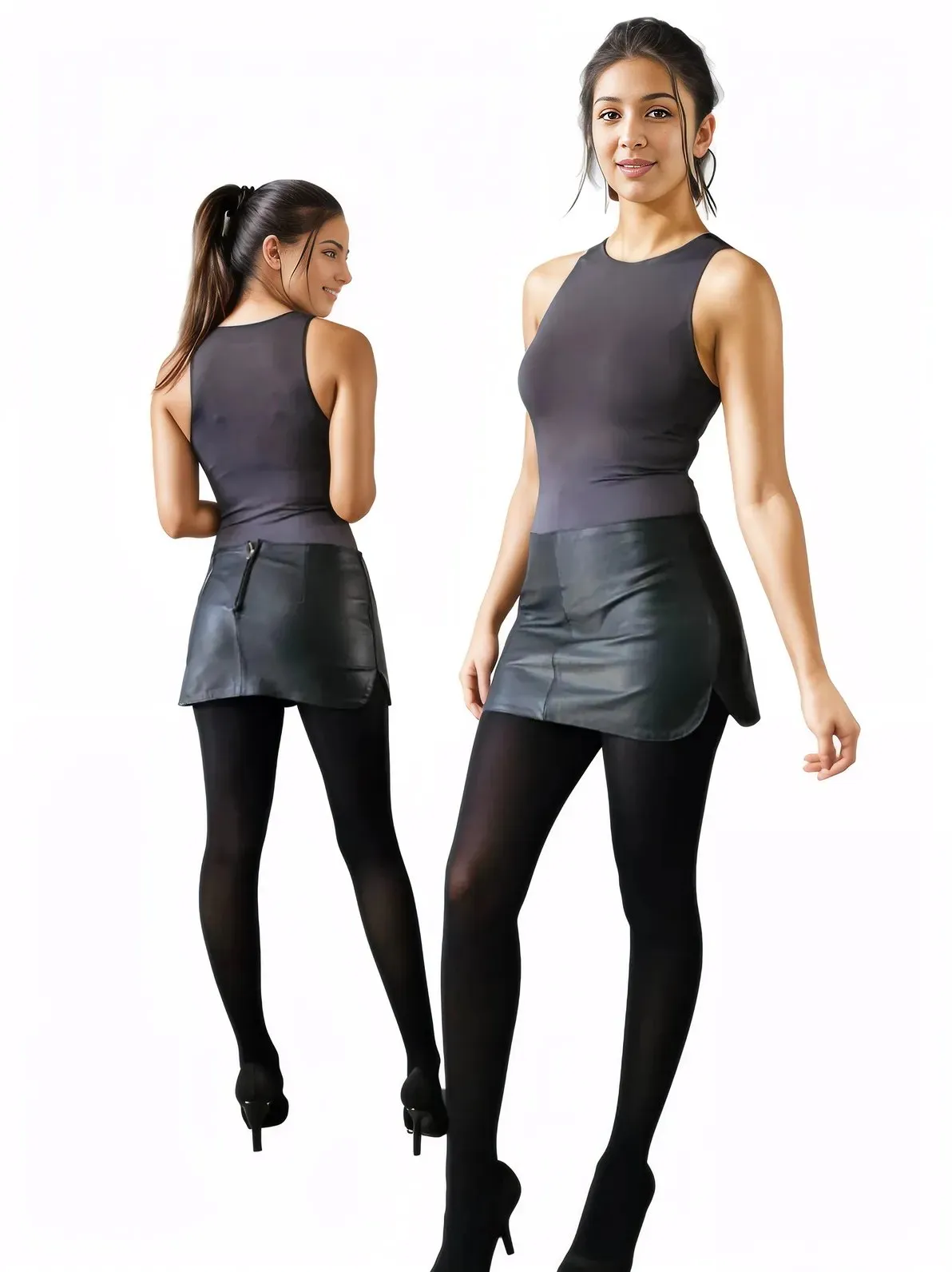 Handcrafted Lambskin Leather Mini Skirt Black