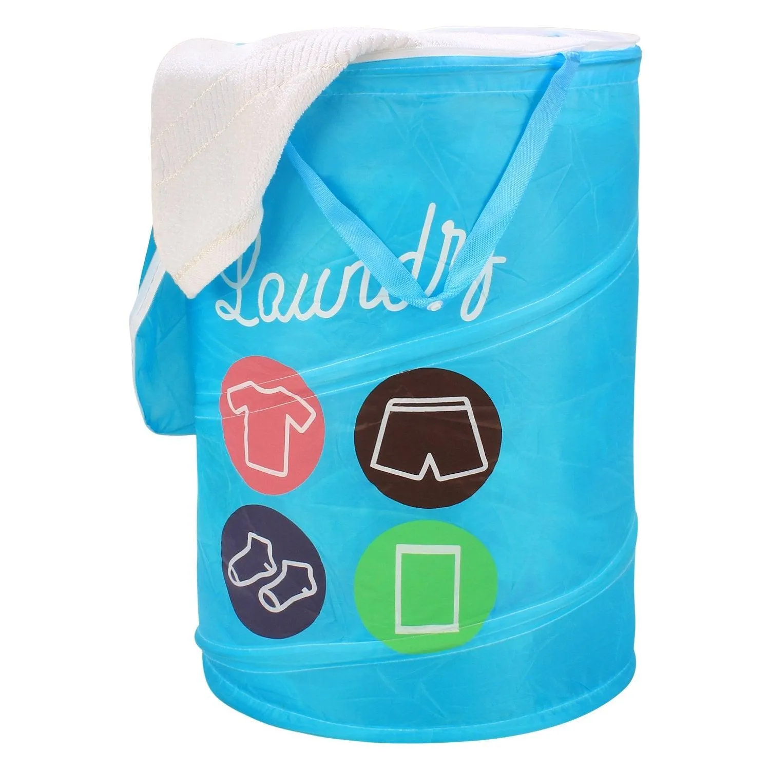 HOKIPO Foldable Cloth Pop Up Laundry Bag Hamper, 48-Ltr