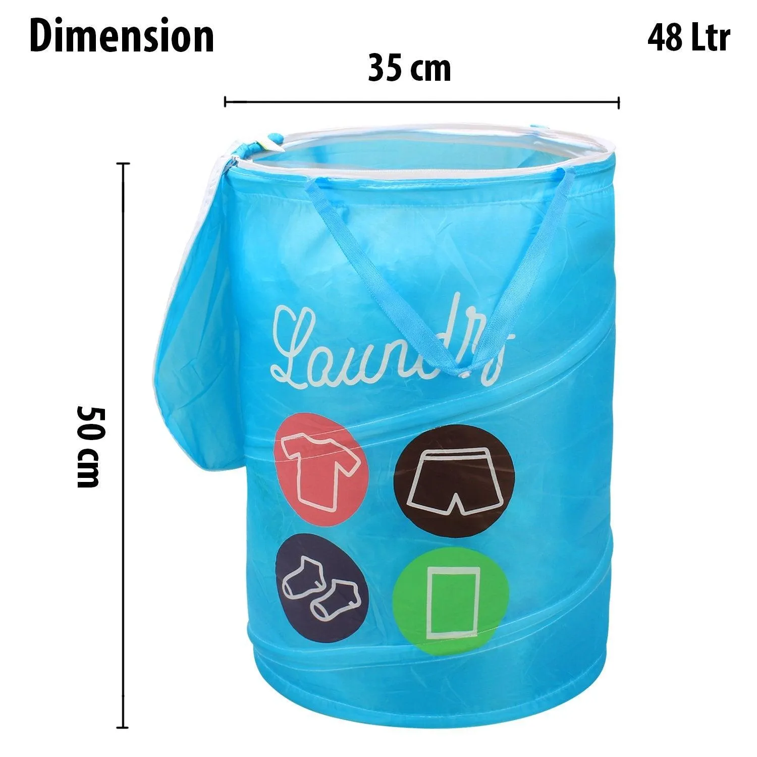 HOKIPO Foldable Cloth Pop Up Laundry Bag Hamper, 48-Ltr