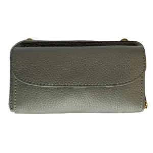 Italian Leather Cross-Body Bag Light Grey