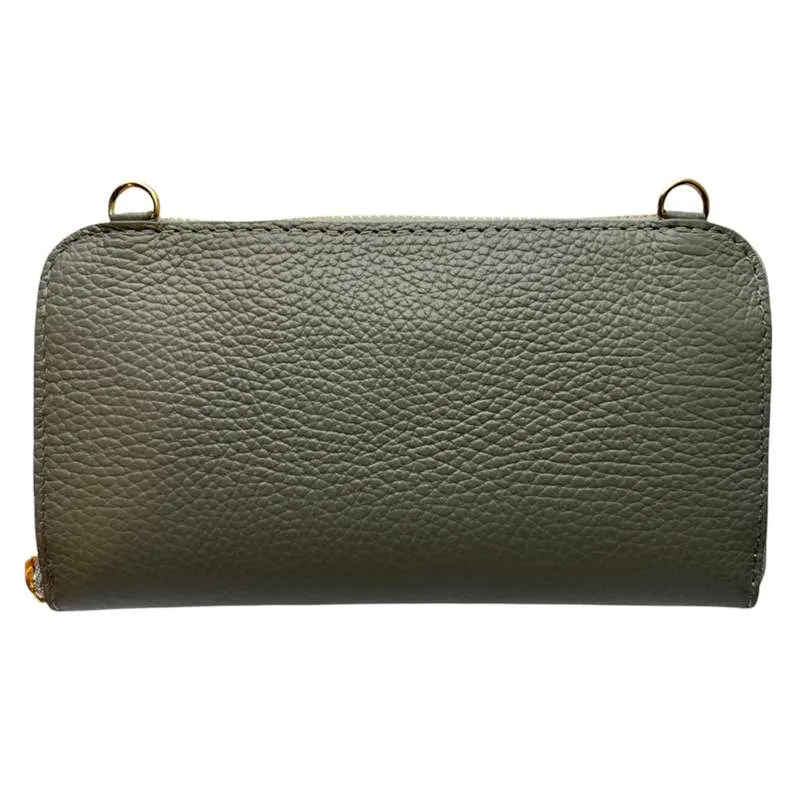 Italian Leather Cross-Body Bag Light Grey