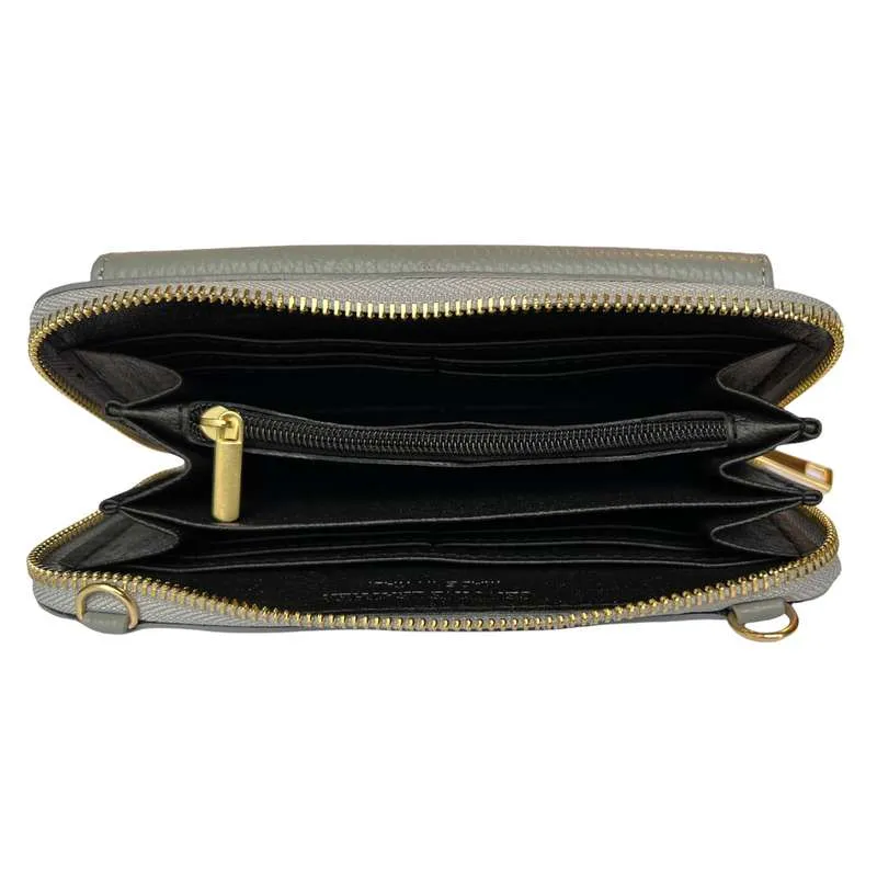 Italian Leather Cross-Body Bag Light Grey