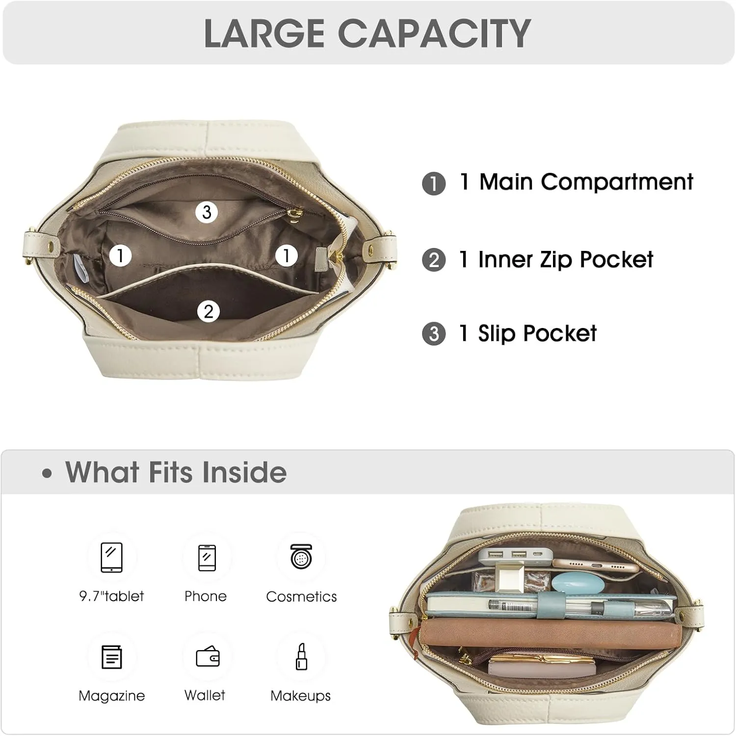 Kattee Leather Crossbody Bags for Women Cross Body Purses,Small Shoulder Tote Bag, Women's Satchel Handbags with Top Handle