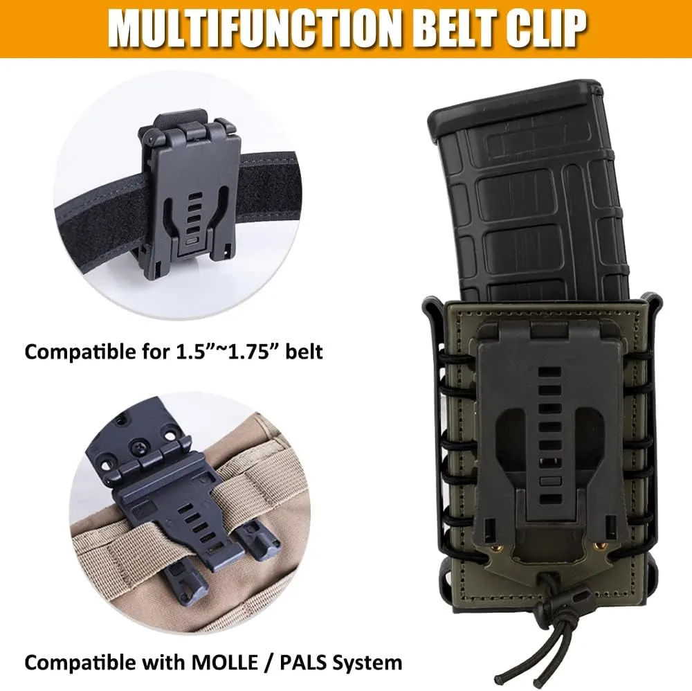 KRYDEX Magazine Pouch 5.56 with Belt Clip 7.62mm Open Top Mag Pouch