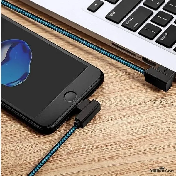 L Bend Nylon Braided USB Charging Cable
