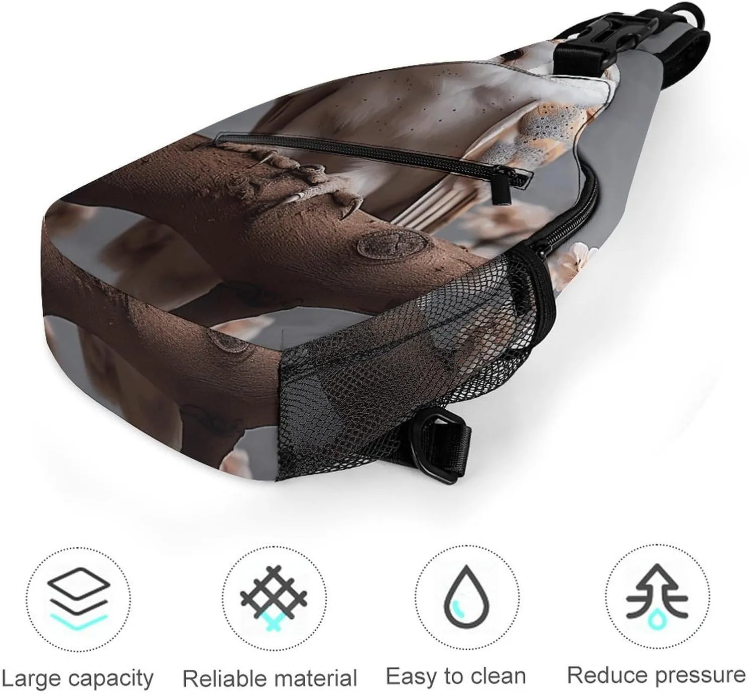 Lightweight Chest Bag Crossbody Bag A Small White Barn Owl Sling Backpack for Women Men Sports Travel