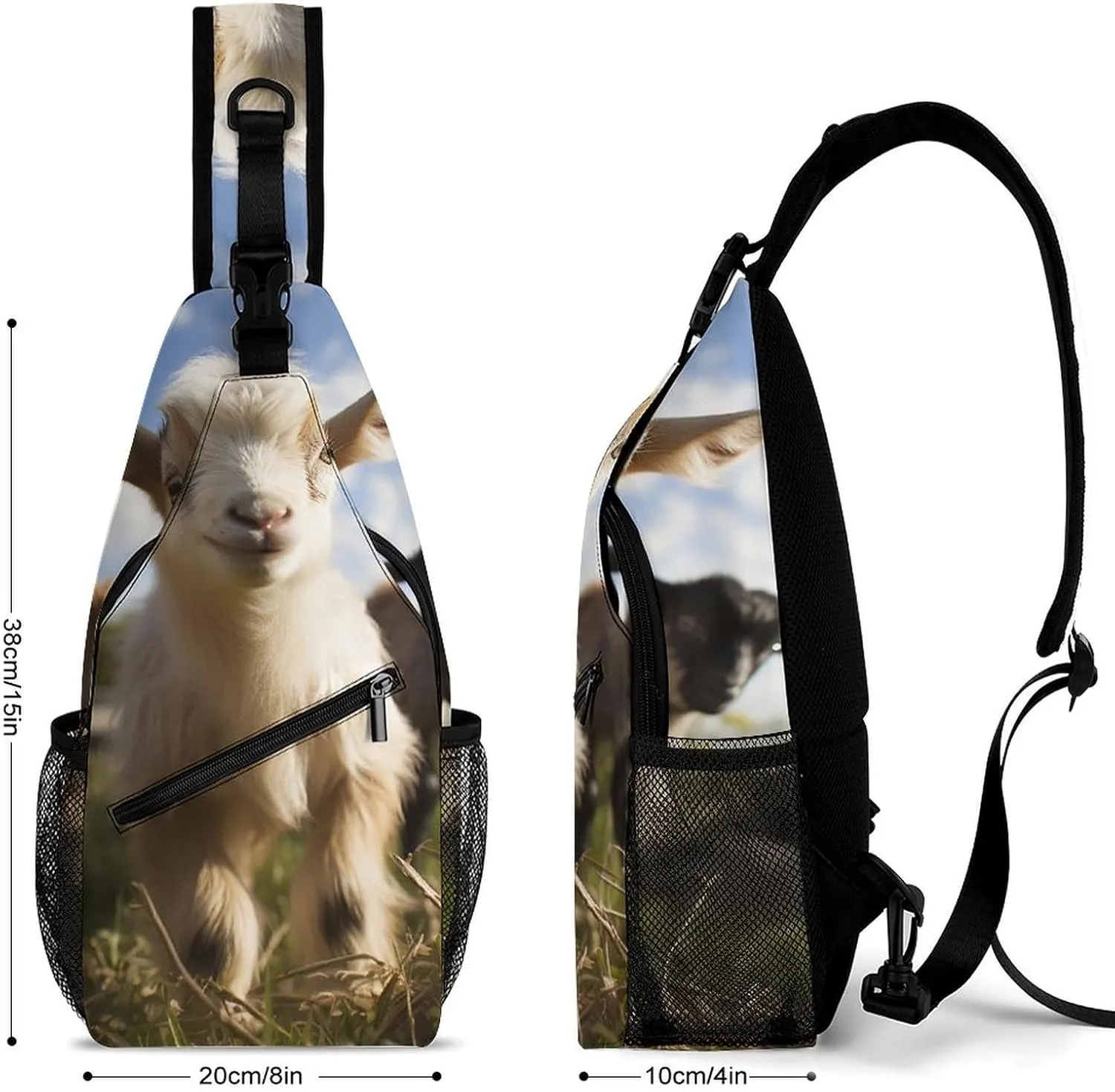 Lightweight Chest Bag Crossbody Bag Cute Goat Sling Backpack for Women Men Sports Travel