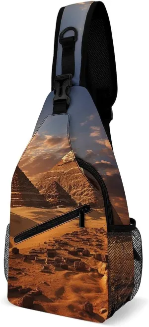 Lightweight Chest Bag Crossbody Bag Egyptian Pyramids Sling Backpack for Women Men Sports Travel